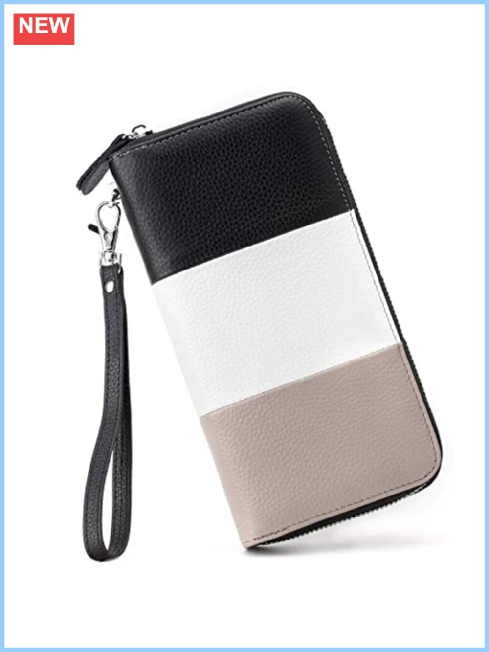 Genuine Leather RFID Blocking Zip Around Wallet Wristlet Clutch